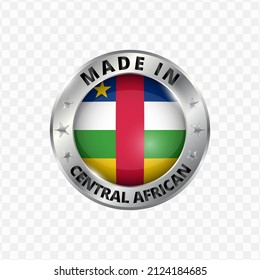 Ilustración vectorial Insignia de plata redonda. Hecho en África Central con antecedentes transparentes 