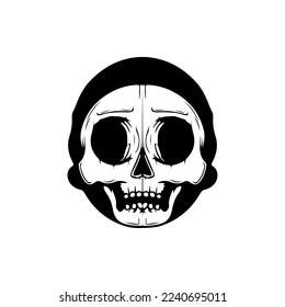 vector illustration of round skull character