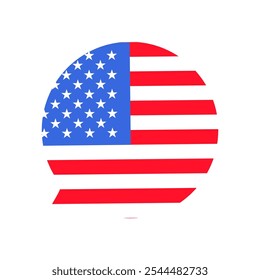 Vector illustration of round speech bubble from the collection of American flag-themed icons. A celebration of American culture and identity. Independence Day celebrations, a decorative element in an