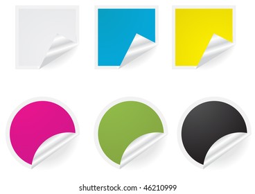 Vector illustration of round and square stickers