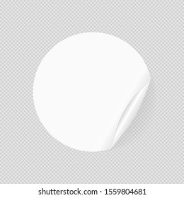 Vector illustration of round sticker. Empty white sticker template isolated on transparent background. It can be used as a mock up, template, background or other design element for your own projects.