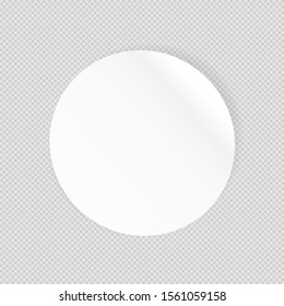 Vector illustration of round sticker. Empty white sticker template isolated on transparent background. It can be used as a mock up, template, background or other design element for your own projects.