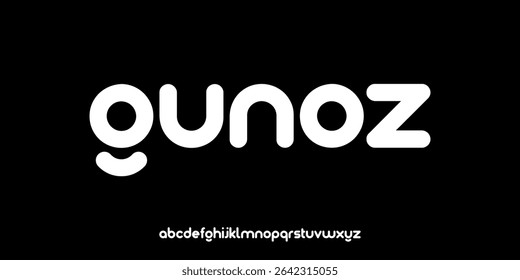 Vector illustration of round style alphabet display font, cute and friendly. Pop letter abstract typography, kids product, creative design, fun brand logo and social media.