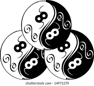 Vector illustration of a round tribal tattoo design