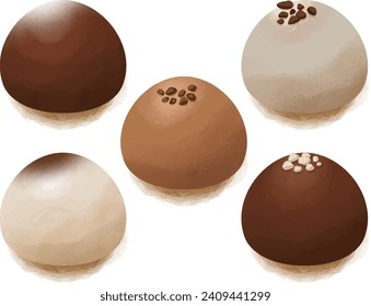 vector illustration of round valentine chocolates with various sprinkles on to