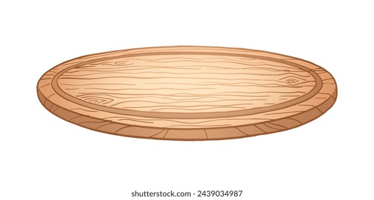 Vector illustration of round wooden kitchen cutting board