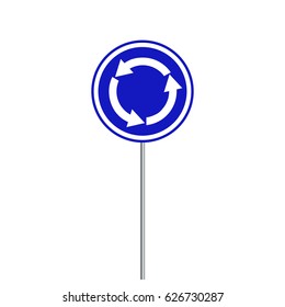Vector illustration roundabout crossroad road traffic sign isolated on white background.