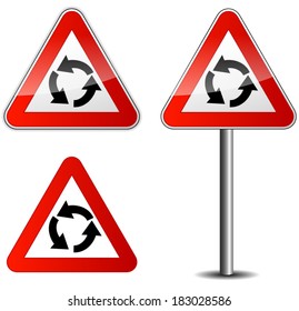 Vector illustration of roundabout signpost on white background