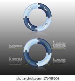 Vector illustration of rounded blue puzzles