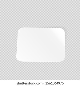 Vector illustration of rounded square sticker. Empty white sticker template isolated on transparent background. It can be used as a mock up or design element for your own projects.