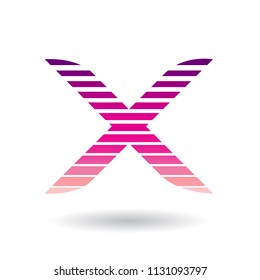 Ilustración vectorial de un icono magenta rayado redondeado para la letra X 
