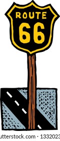Vector illustration of Route 66 sign