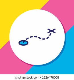 Vector illustration of route icon colored line. Beautiful navigation element also can be used as destination icon element.