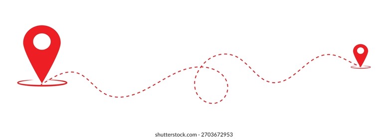 Vector illustration Route location icon Map, one place to another location icon, Location map path distance icon, pinpoint, map search, route, navigator icon isolated  EPS 10