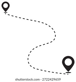 Ilustración vectorial Icono de ubicación de ruta Mapa, de un lugar a otro ícono de ubicación, ícono de distancia de ruta de mapa de Locación, punto de alfiler, búsqueda de mapa, ruta, ícono de navegador aislado 