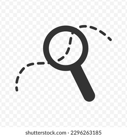 Vector illustration of route search icon in dark color and transparent background(png).