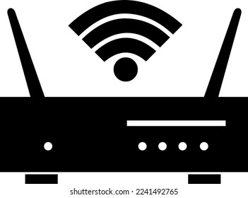 vector illustration of router icon or moden with wave frequencies