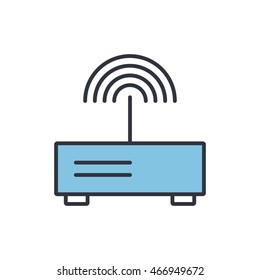 Vector Illustration Of Router Icon. Mono Color Image In Modern Thin Line Design. Eps10 Format Sign For Web Graphics. Isolated On White Background.