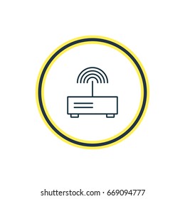 Vector Illustration Of Router Outline. Beautiful Accessory Element Also Can Be Used As Modem Element.