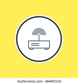 Vector Illustration Of Router Outline. Beautiful Gadget Element Also Can Be Used As Modem Element.