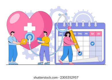 Vector illustration of routine examination and medical examination with people characters.