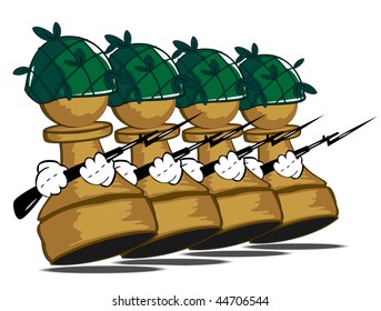 vector illustration of the row of pawns