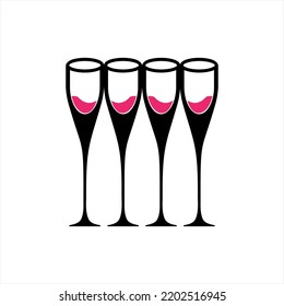 Vector illustration of a row of wine glasses.