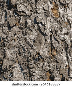 Vector illustration of Rowan bark close-up. The texture of the trunk of Sorbus torminalis L. Background from living wood. Skin of the forest nature.
