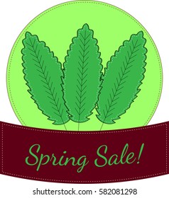 Vector illustration of a rowan leaf badge designed for sale