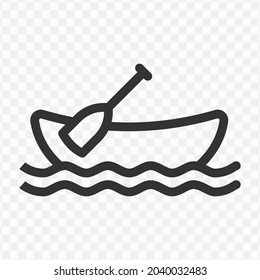 Vector illustration of rowboat icon in dark color and transparent background(png).