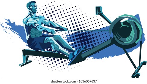 The vector illustration of the rowing athlete