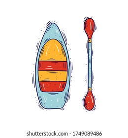 Vector illustration of a rowing boat, hand drawn cartoon icon, isolated