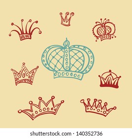 Vector illustration of royal crown and two angel wings