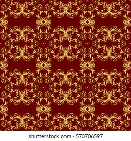 Vector illustration. Royal golden seamless pattern on a red background. Luxury ornament for wallpaper, invitation, wrapping.