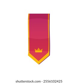 Vector illustration of a royal red tapestry with embroidery in the form of a golden crown. The royal symbol is made of red velvet for a luxurious royal setting.