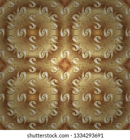 Vector illustration. Royal retro on beige and brown colors. Seamless pattern golden elements. Gold template. Floral classic texture. Design vintage for card, wallpaper, wrapping, textile.