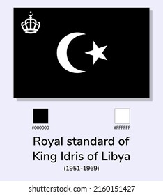 Ilustración vectorial del estandarte real del rey Idris de Libia (1951-1969) aislado en fondo azul claro. 
