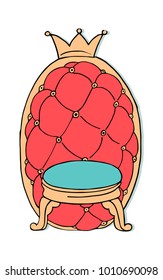 Vector illustration of a royal throne, an armchair with a crown. You can use it as a template for creating postcards, posters, banners.
