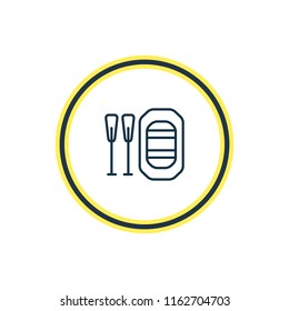 Vector illustration of rubber boat icon line. Beautiful transportation element also can be used as raft icon element.