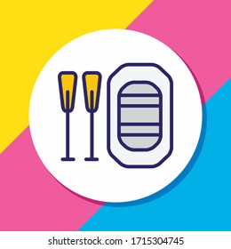 Vector illustration of rubber boat icon colored line. Beautiful transportation element also can be used as raft icon element.