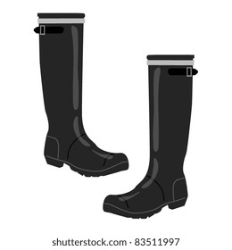 vector illustration rubber boots wellies