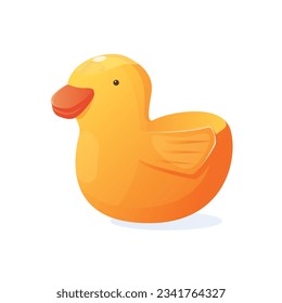 Vector illustration of a rubber duck on a white background. Children's rubber duck. Yellow rubber duck.