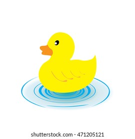 vector illustration of a rubber duck and water splash