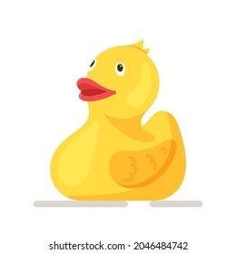 Vector illustration of rubber duck. Yellow duck toy.