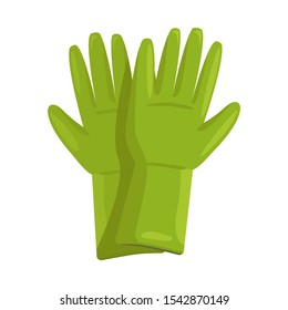 Ilustración vectorial del logotipo de caucho y guante. Elemento web de guante y icono verde vector para material.