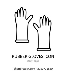 Vector illustration with rubber gloves icon. Outline symbol.