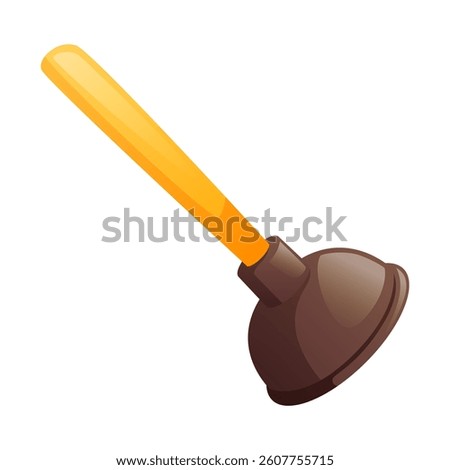 Vector illustration of a rubber plunger for cleaning in the bathroom, to remove clogged pipes. Spring cleaning, cleaning, cleanliness in the house.