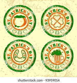 Vector illustration of Rubber stamp in red and green color on grungy background  for St. Patrick's Day.