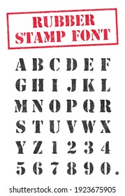 Vector illustration of rubber stamp stencil font