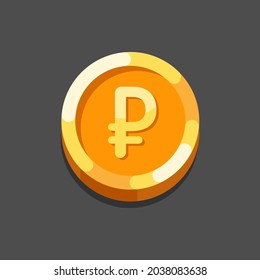 Ilustración vectorial del signo del rublo aislado en un fondo oscuro de fondo. Icono plano de la moneda de rubí